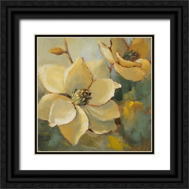 Loreth, Lanie 20x20 Black Ornate Wood Framed with Double Matting Museum Art Print Titled - Magnolias After the Rain I