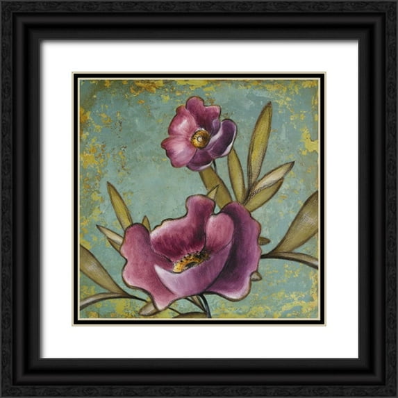 Loreth, Lanie 20x20 Black Ornate Wood Framed with Double Matting Museum Art Print Titled - Purple Poppies I