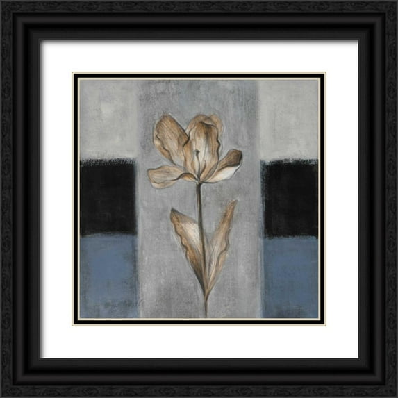 Loreth, Lanie 20x20 Black Ornate Wood Framed with Double Matting Museum Art Print Titled - Tulips in Blue I