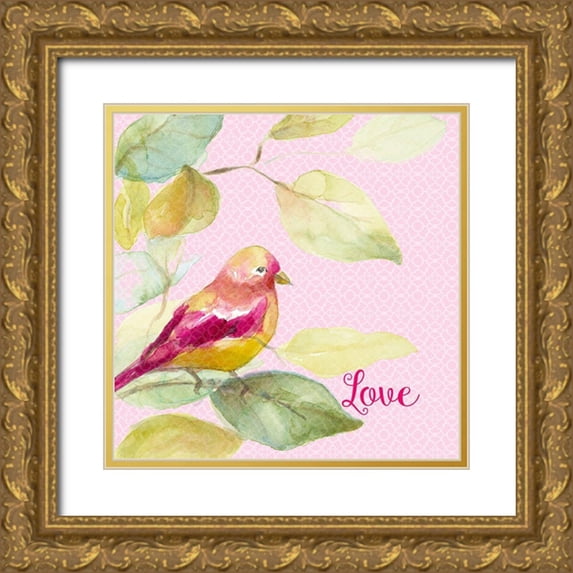 Loreth, Lanie 20x20 Gold Ornate Wood Framed with Double Matting Museum Art Print Titled - Bird Of Love
