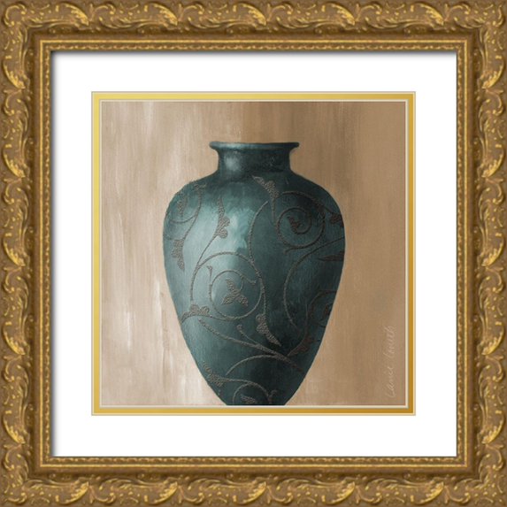 Loreth, Lanie 20x20 Gold Ornate Wood Framed with Double Matting Museum Art Print Titled - Blue Vessel II