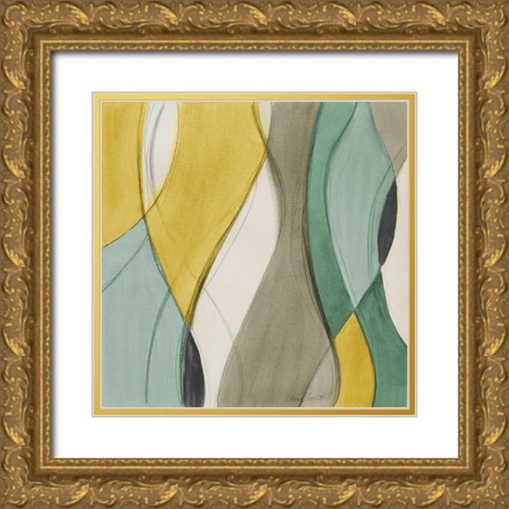 Loreth, Lanie 20x20 Gold Ornate Wood Framed with Double Matting Museum Art Print Titled - Coastal Teal Coalescence II