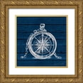 thumbnail image 1 of Loreth, Lanie 20x20 Gold Ornate Wood Framed with Double Matting Museum Art Print Titled - Compass on Blue Wood, 1 of 4