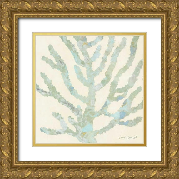 Loreth, Lanie 20x20 Gold Ornate Wood Framed with Double Matting Museum Art Print Titled - Coral Vision on Cream II