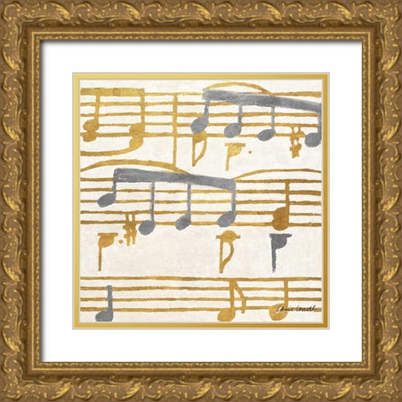 Loreth, Lanie 20x20 Gold Ornate Wood Framed with Double Matting Museum Art Print Titled - Music Stanzas I