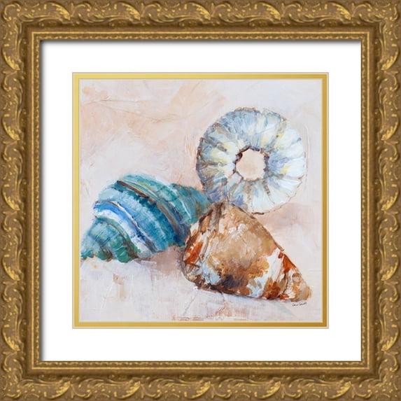 Loreth, Lanie 20x20 Gold Ornate Wood Framed with Double Matting Museum Art Print Titled - Neutral Sand Shells I