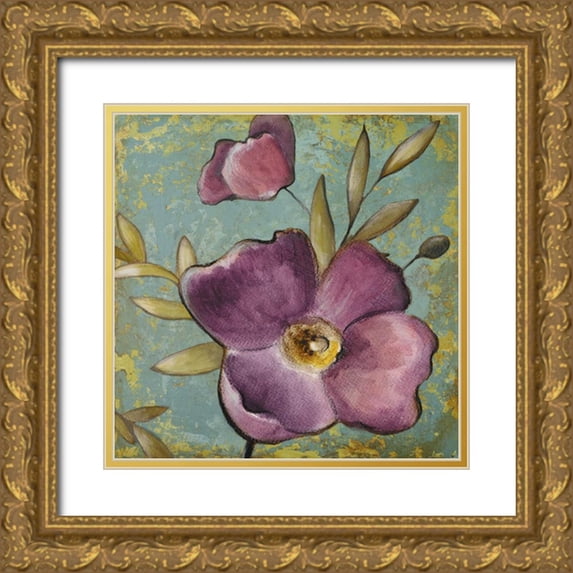 Loreth, Lanie 20x20 Gold Ornate Wood Framed with Double Matting Museum Art Print Titled - Purple Poppies II