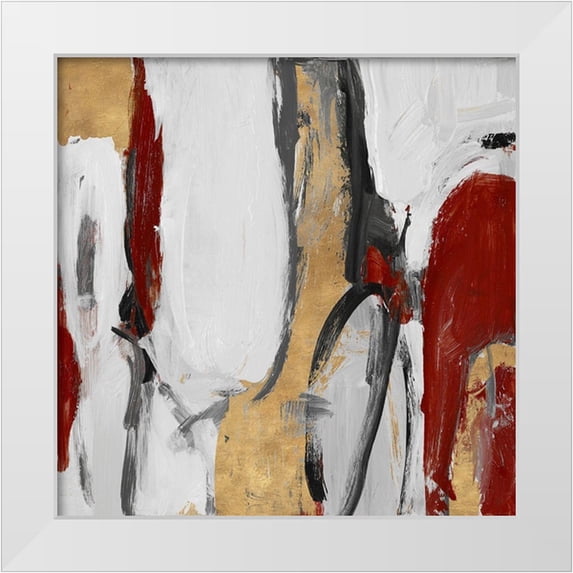 Loreth, Lanie 20x20 White Modern Wood Framed Museum Art Print Titled - Red and Gold City Symphony II