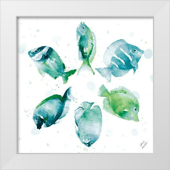 Loreth, Lanie 20x20 White Modern Wood Framed Museum Art Print Titled - Tropical Fish Circle II