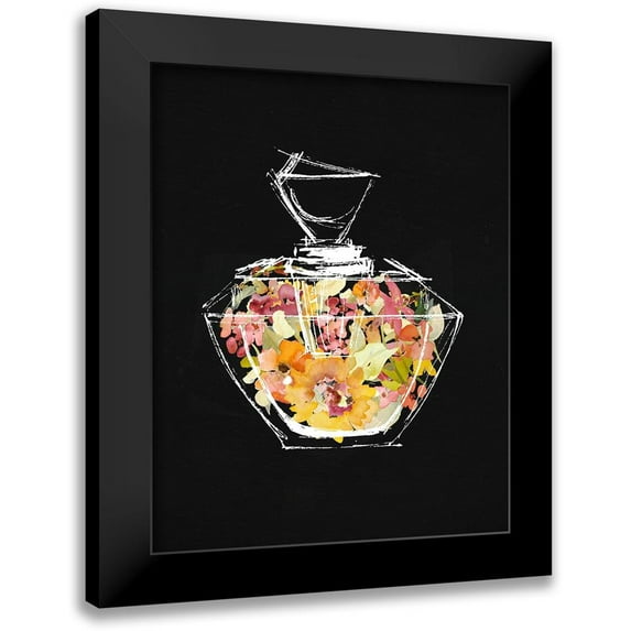 Loreth, Lanie 20x24 Black Modern Framed Museum Art Print Titled - Crystal Watercolor Perfume on Black II