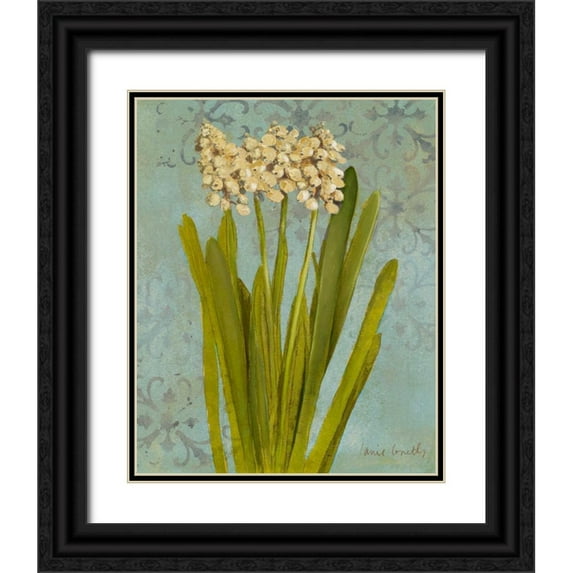 Loreth, Lanie 20x24 Black Ornate Wood Framed with Double Matting Museum Art Print Titled - Hyacinth on Teal II