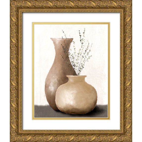 Loreth, Lanie 20x24 Gold Ornate Wood Framed with Double Matting Museum Art Print Titled - Earth Toned Urns