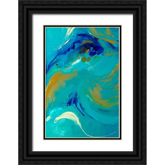 Loreth, Lanie 23x32 Black Ornate Wood Framed with Double Matting Museum Art Print Titled - The Sea Sings in Teal