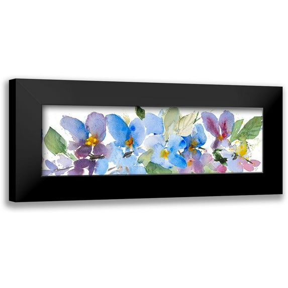 Loreth, Lanie 24x10 Black Modern Framed Museum Art Print Titled - Watercolor Flowers Panel I