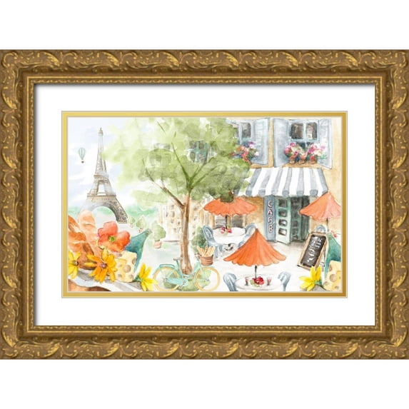 Loreth, Lanie 24x17 Gold Ornate Wood Framed with Double Matting Museum Art Print Titled - Parisian Life