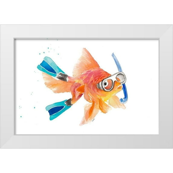 Loreth, Lanie 24x17 White Modern Wood Framed Museum Art Print Titled - Snorkeling Fish (two flippers)