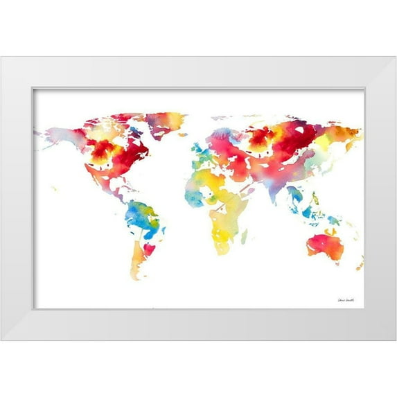 Loreth, Lanie 24x17 White Modern Wood Framed Museum Art Print Titled - Spring Map I