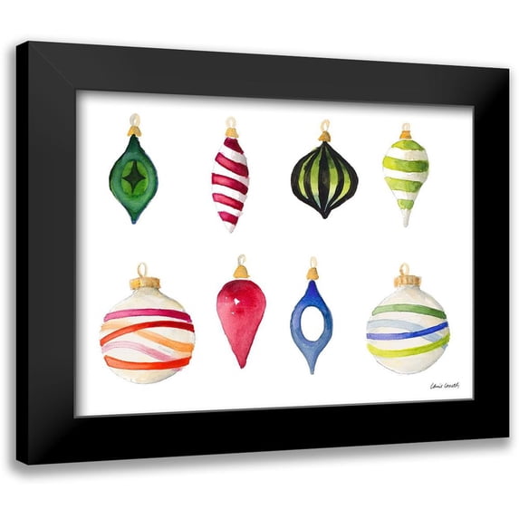 Loreth, Lanie 24x19 Black Modern Framed Museum Art Print Titled - Christmas Ornaments Watercolor I