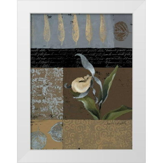 Loreth, Lanie 25x32 White Modern Wood Framed Museum Art Print Titled - Slipper Orchid in Blue II