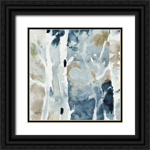Loreth, Lanie 26x26 Black Ornate Wood Framed with Double Matting Museum Art Print Titled - Blue Upon the Hill Square I