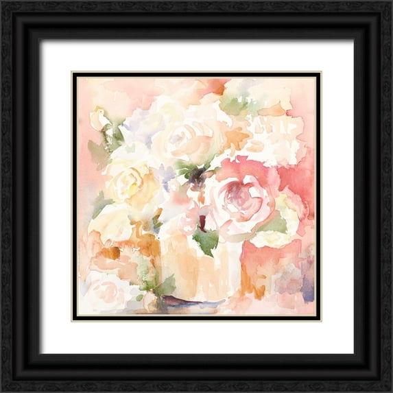 Loreth, Lanie 26x26 Black Ornate Wood Framed with Double Matting Museum Art Print Titled - Cascading Blooms I