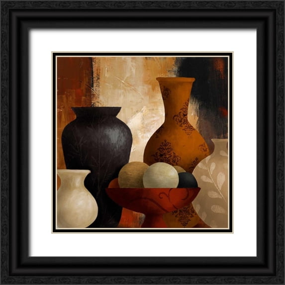 Loreth, Lanie 26x26 Black Ornate Wood Framed with Double Matting Museum Art Print Titled - Spiced Vessels I