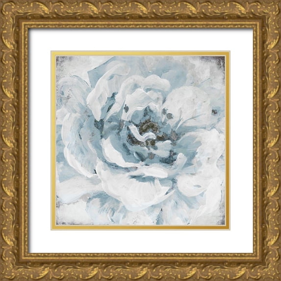 Loreth, Lanie 26x26 Gold Ornate Wood Framed with Double Matting Museum Art Print Titled - Blue Bloom