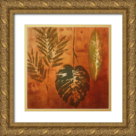 Loreth, Lanie 26x26 Gold Ornate Wood Framed with Double Matting Museum Art Print Titled - Luminous Leaves I
