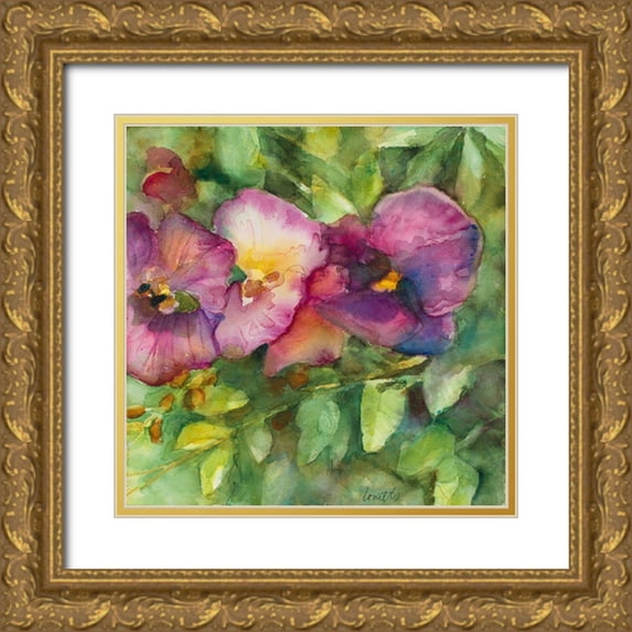 Loreth, Lanie 26x26 Gold Ornate Wood Framed with Double Matting Museum Art Print Titled - Orchid Garden