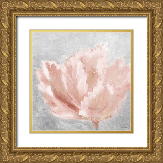 Loreth, Lanie 26x26 Gold Ornate Wood Framed with Double Matting Museum Art Print Titled - Pink Elegant on Gray