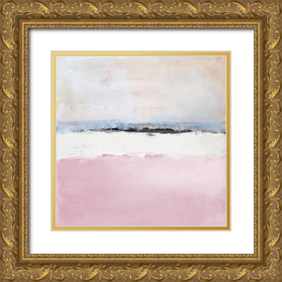 Loreth, Lanie 26x26 Gold Ornate Wood Framed with Double Matting Museum Art Print Titled - Pink Sea Abstract