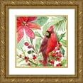 thumbnail image 1 of Loreth, Lanie 26x26 Gold Ornate Wood Framed with Double Matting Museum Art Print Titled - Poinsettia and Cardinal I, 1 of 4