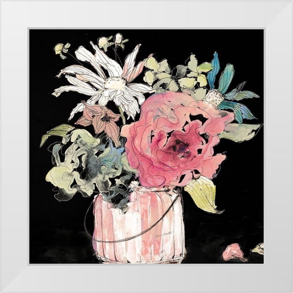 Loreth, Lanie 26x26 White Modern Wood Framed Museum Art Print Titled - Flower Burst on Black I