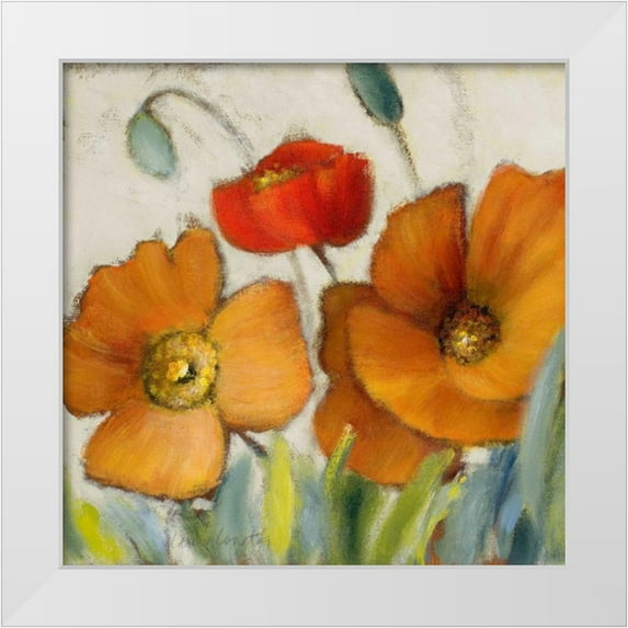 Loreth, Lanie 26x26 White Modern Wood Framed Museum Art Print Titled - Poppy Splendor Square III