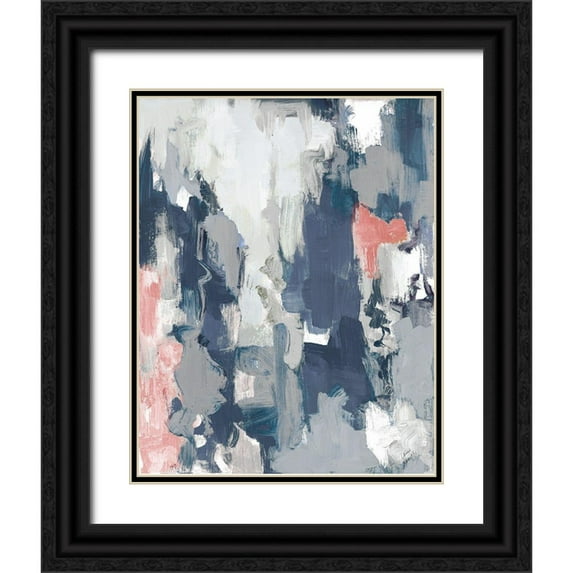 Loreth, Lanie 26x32 Black Ornate Wood Framed with Double Matting Museum Art Print Titled - Blue Serenade Abstract
