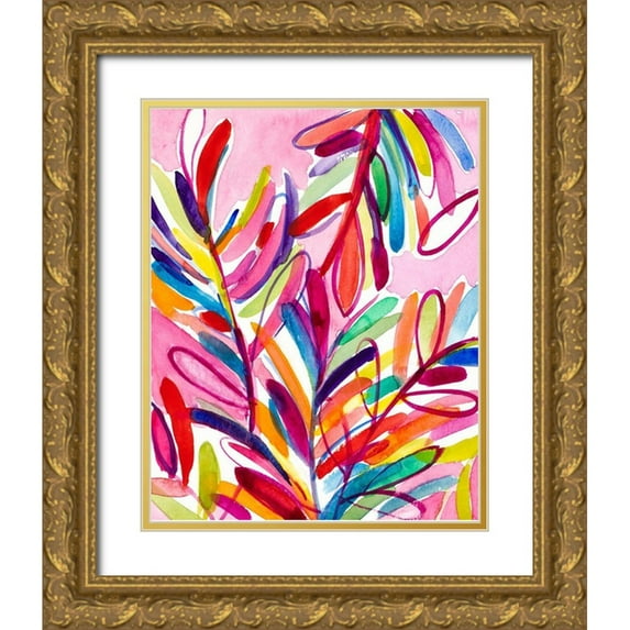 Loreth, Lanie 26x32 Gold Ornate Wood Framed with Double Matting Museum Art Print Titled - Kaleidoscope Leaves