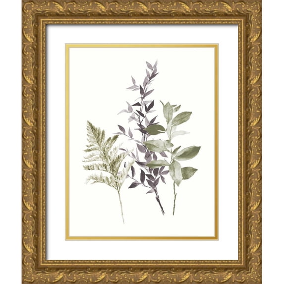 Loreth, Lanie 26x32 Gold Ornate Wood Framed with Double Matting Museum Art Print Titled - Tonal Leaves I