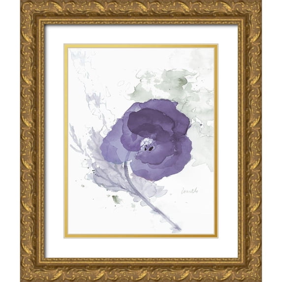 Loreth, Lanie 26x32 Gold Ornate Wood Framed with Double Matting Museum Art Print Titled - Translucent Mauve Poppy II