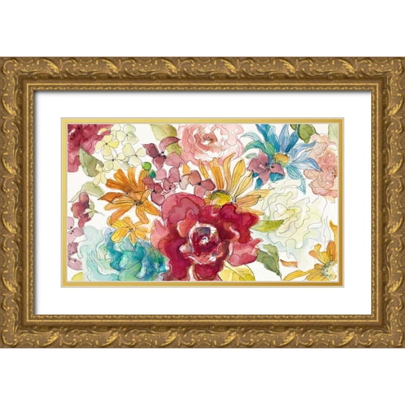 Loreth, Lanie 32x20 Gold Ornate Wood Framed with Double Matting Museum Art Print Titled - Flower Burst