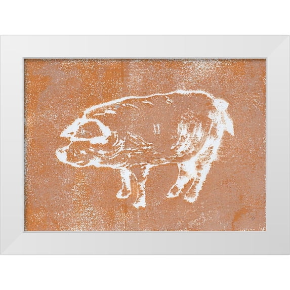 Loreth, Lanie 32x24 White Modern Wood Framed Museum Art Print Titled - Country Pig