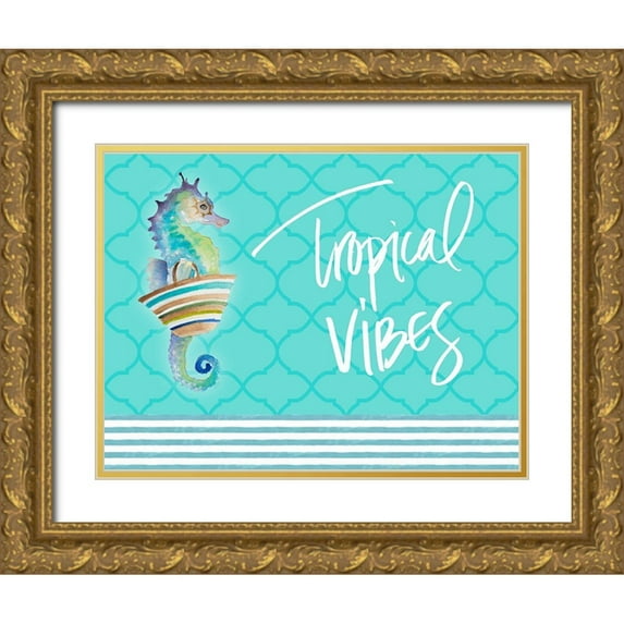Loreth, Lanie 32x25 Gold Ornate Wood Framed with Double Matting Museum Art Print Titled - Tropical Vibes