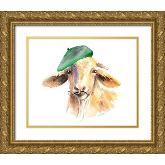 Loreth, Lanie 32x26 Gold Ornate Wood Framed with Double Matting Museum Art Print Titled - French Goat