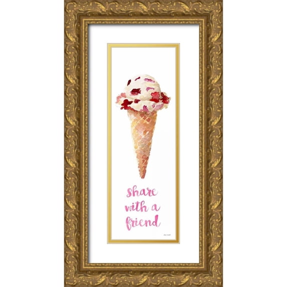 Loreth, Lanie 7x14 Gold Ornate Wood Framed with Double Matting Museum Art Print Titled - Dessert Ice Cream II