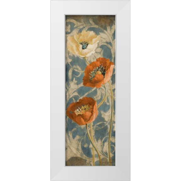 Loreth, Lanie 7x14 White Modern Wood Framed Museum Art Print Titled - Poppies de Bleu II