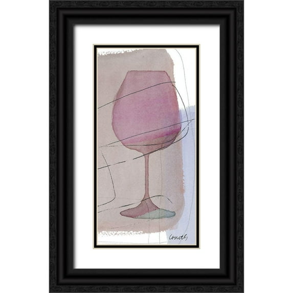 Loreth, Lanie 9x14 Black Ornate Wood Framed with Double Matting Museum Art Print Titled - Glass Of Wine II