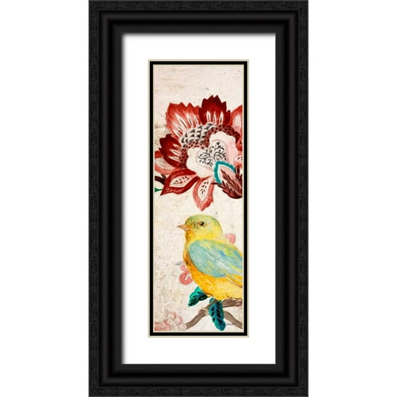 Loreth, Lanie 9x18 Black Ornate Wood Framed with Double Matting Museum Art Print Titled - Bird of Capri Panel II