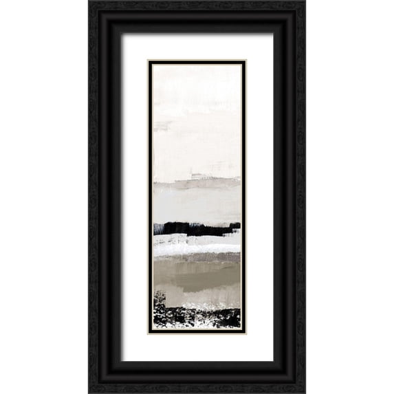 Loreth, Lanie 9x18 Black Ornate Wood Framed with Double Matting Museum Art Print Titled - Polite Neutral Journey Panel I