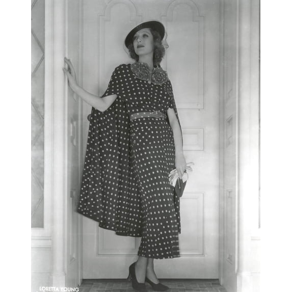 Loretta Young Long Dress Polkadot Photo Print (24 x 30)