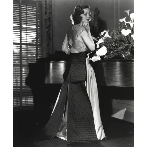 Loretta Young White Flowers, Silver and Gown Black Photo Print (24 x 30)