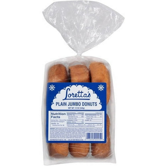 Loretta's Plain Jumbo Donuts, 6 Count, 12 oz Vanilla Cake Donut Pastry By K & B Company, Inc.